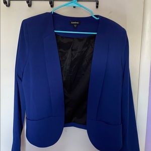 Blue Padded Shoulder Blazer